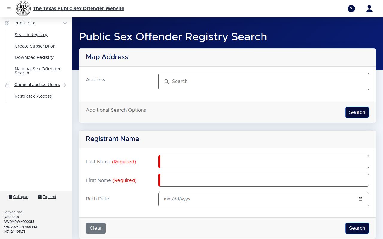 Texas sex offender criminal record search for Kimble County
