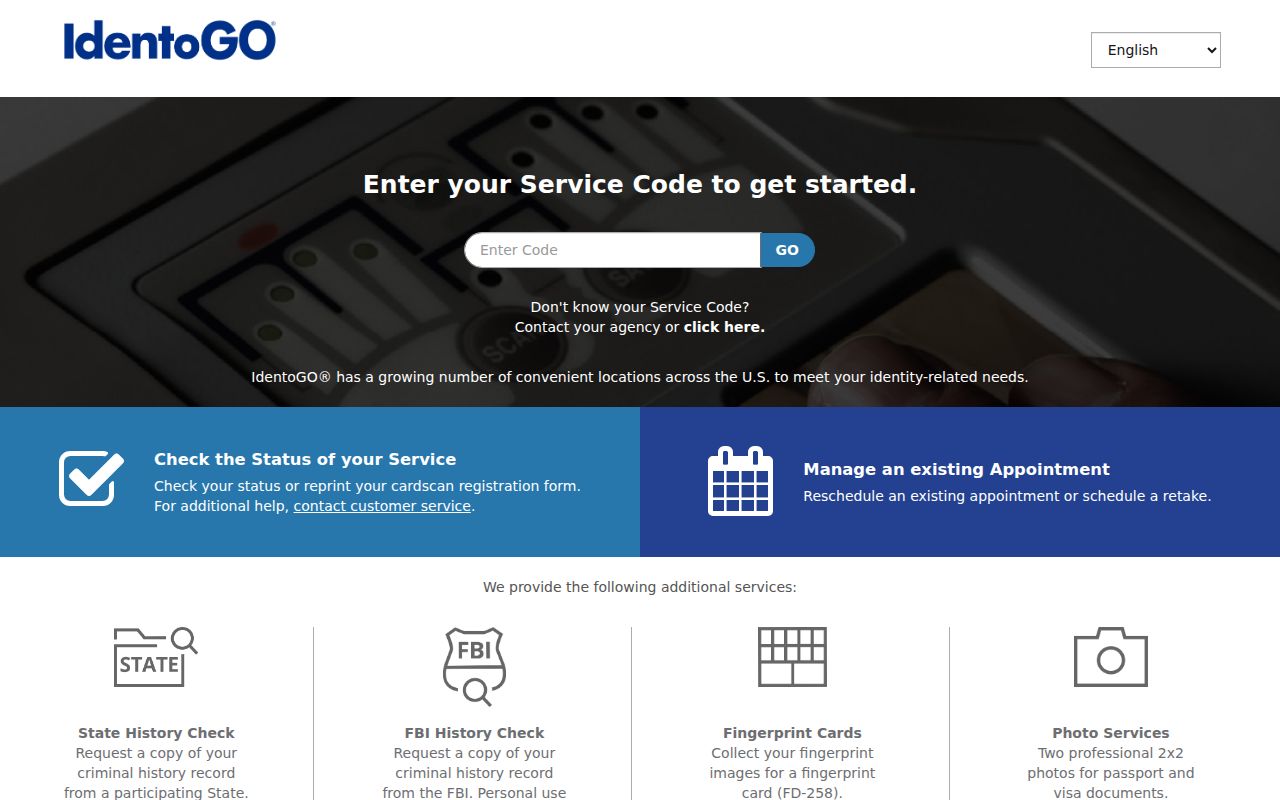 IdentoGO scheduler for a Kimble County fingerprint criminal record review