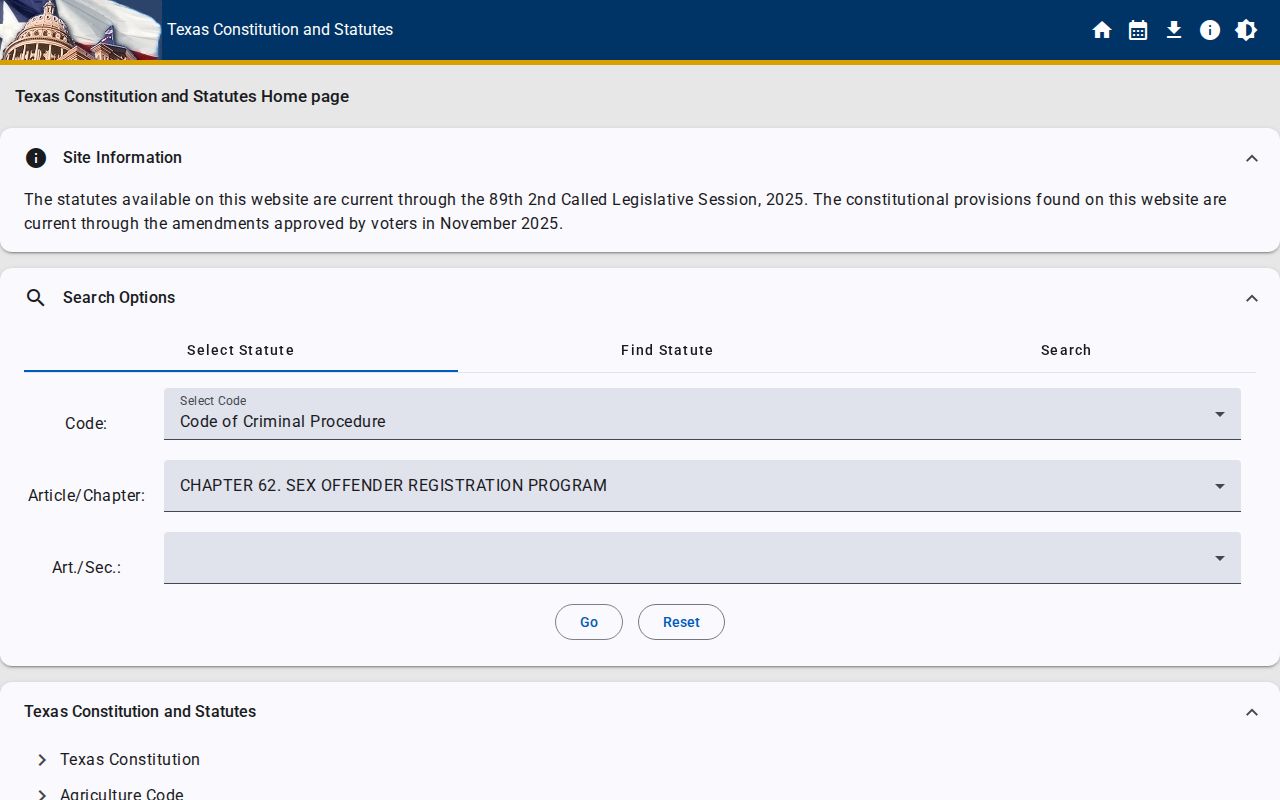 Texas Chapter 62 registration requirements used for Kimble County sex offender checks